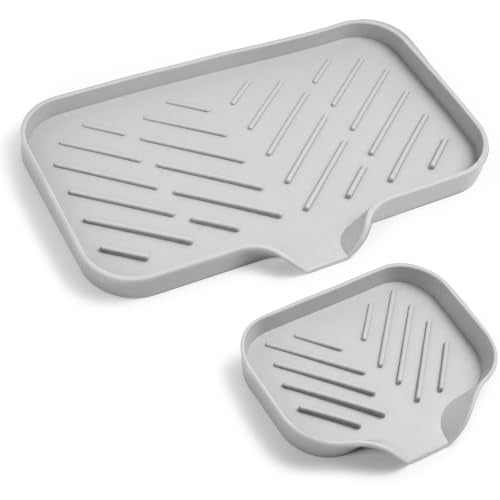 Grey Silicone Soap Dish Set - Self-Draining Kitchen & Bathroom Organizer