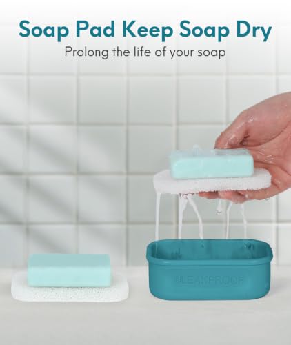 Quatish Compact Leakproof Silicone Travel Soap Case - Bluegreen