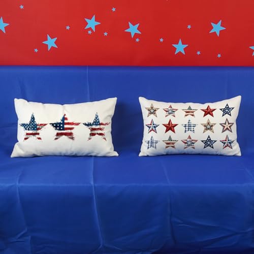 Patriotic 4th of July Pillow Covers - Set of 2, 12x20 Inch