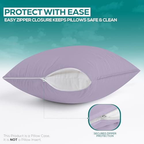 Utopia Bedding Waterproof Pillow Protectors - Standard Size, Lavender (Set of 2)