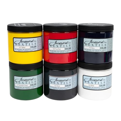 Jacquard Textile Paint Primary 6 Color Set, 0.02 Fl Oz Permanent Fabric Paint