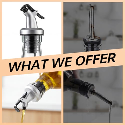 4-Pack 17oz Glass Oil & Vinegar Dispenser Set with Leakproof Spouts & Labels