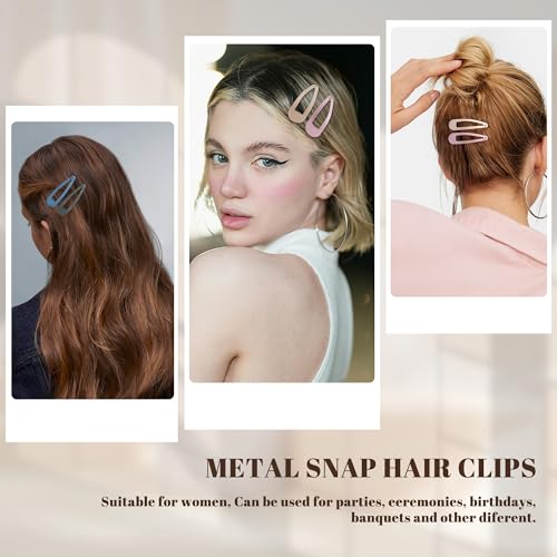 Cptots 48 Pcs Small Metal Snap Hair Clips Water Drop Barrettes for Women