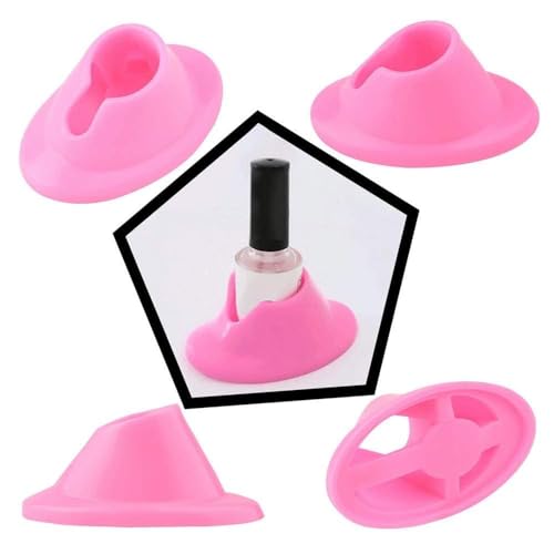Pink Soft Rubber Nail Polish Bottle Holder Anti-Spill Stand 2Pcs