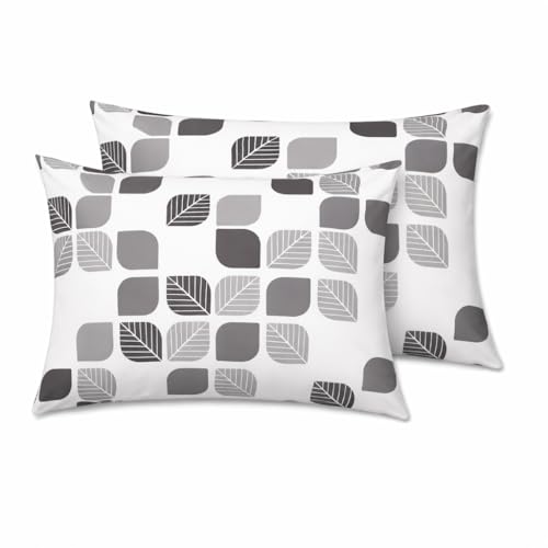 HCORA Queen Pillowcases Set of 2, Soft Printed Microfiber with Zipper, 20x30