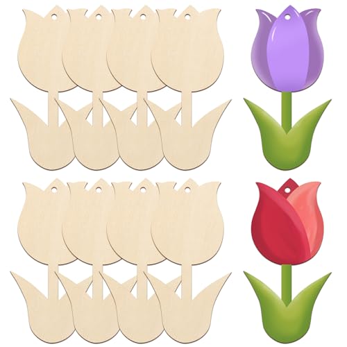 Large Size 7" Wooden Spring Ornaments to Paint, Flower DIY Blank