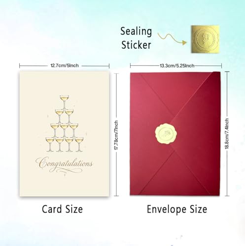 Elegant Wedding Card Set with Red Envelope & Gold Seal