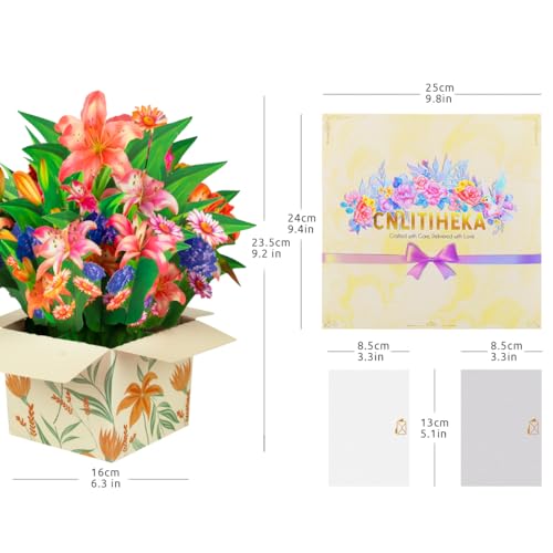 3D Pop Up Lily Flower Bouquet Card - Get Well Soon & Birthday