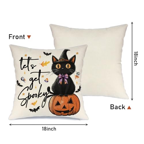 Modovos Halloween Throw Pillow Covers 18x18, Set of 4, Ghost & Pumpkin