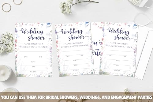Wildflower Bridal Shower Invitations with Envelopes, 4x6 Set of 25