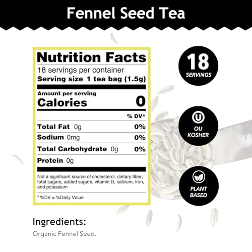 Buddha Teas Organic Fennel Seed Tea - Caffeine-Free Herbal Tea, 18 Bags