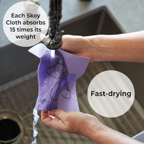 Skoy Swedish Dishcloths 4-Pack - Reusable, Eco-Friendly Cleaning Cloths