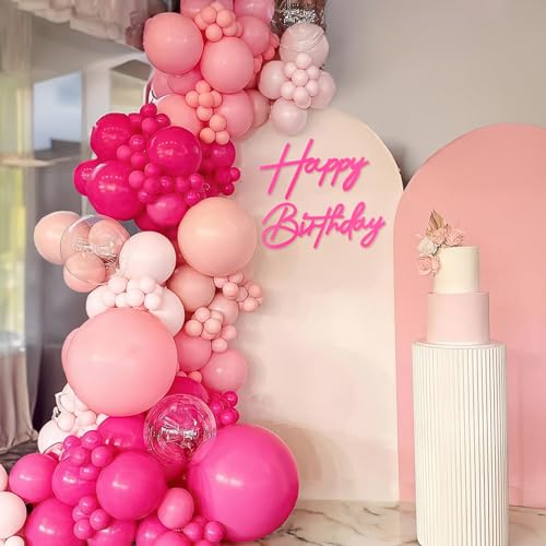 Hot Pink Felt 'Happy Birthday' Sign for Party Backdrop