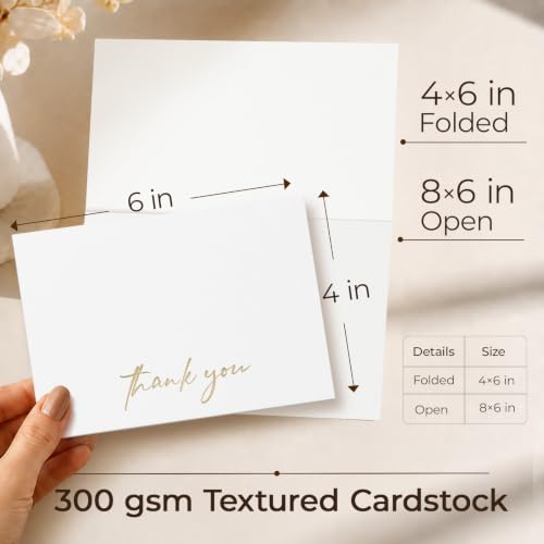 Vienrose 30 Pack Thank You Cards with Kraft Envelopes & Gold Foil Stickers
