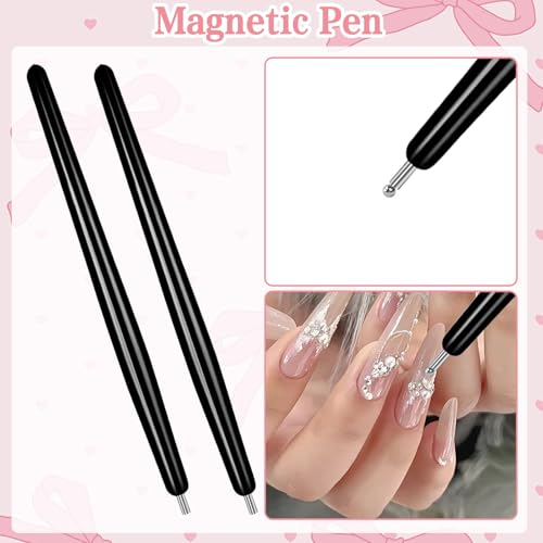 CYUXING 3-in-1 Wooden Cat Eye Nail Magnet Tool Set with Magnetic Pens