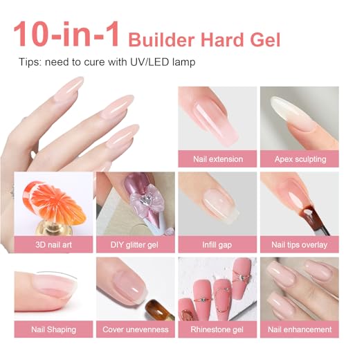GAZEPLUS White Hard Gel 56g - 10-in-1 Builder Gel for Nail Extension and Strengthening