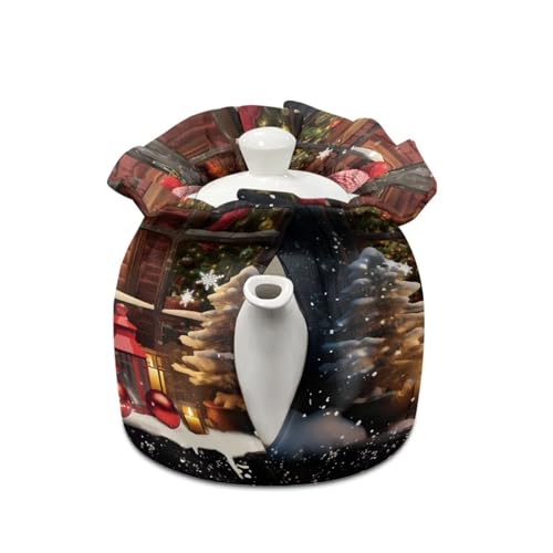 Snowman Teapot Cozy - Christmas Insulated Kettle Cover with Dust Proof Fabric