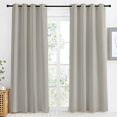 NICETOWN Blackout Curtain, 55" x 86" Thermal Insulated Grommet Panel - Natural