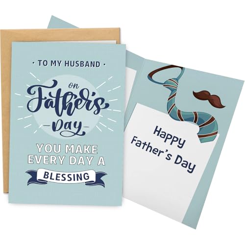 Cute Father's Day Card for Husband - 8x5 inches, Dual Page Design