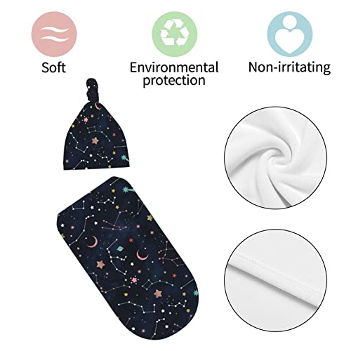 Soft Space Galaxy Swaddle Blanket & Beanie Set for Newborns