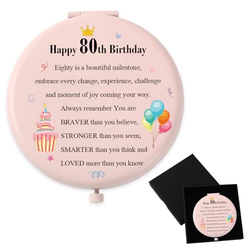 Ratifyale 80th Birthday Pink Pocket Makeup Mirror for Women