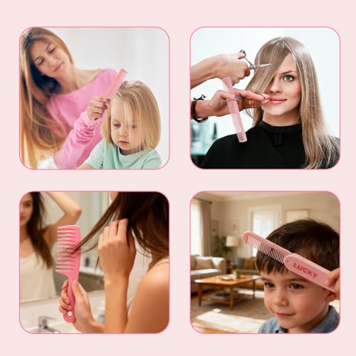 Asofelk 4-Piece Pink Wide Tooth Comb Set for Thick Curly Hair