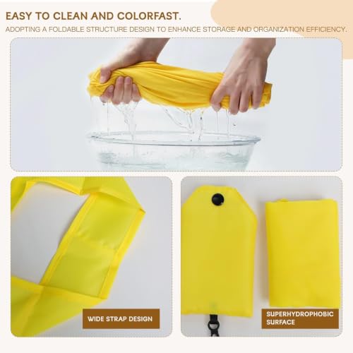 Reusable Foldable Shopping Bag - 2 Pack Waterproof Tote, Beige