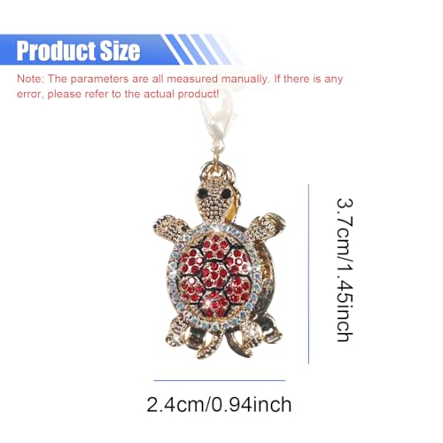 Bling Turtle Car Hanging Ornament Sparkling Rhinestone Rear View Mirror Charm Red