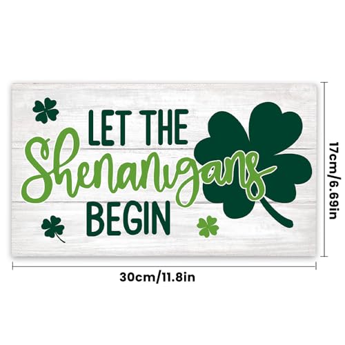 St. Patrick's Day Shamrock Wooden Door Sign - 'Let the Shenanigans Begin'