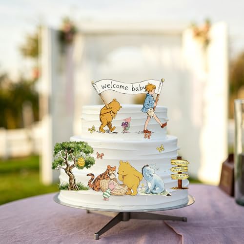 Winnie the Pooh Cake Toppers Set - 9Pcs Baby Shower Decorations