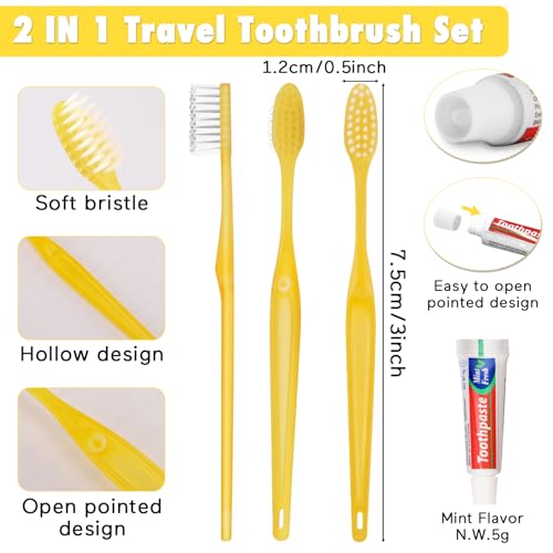 HOFASON Disposable Travel Toothbrush Set with Toothpaste 10 Pack