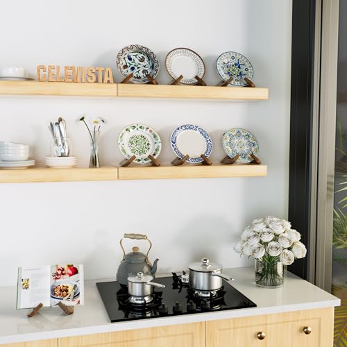 CeleVista Cookbook Stand - 6.5in Rustic Brown Book Holder for Kitchen