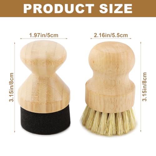Cutting Board Oil Applicator and Scrub Brush Set - 2pc Bamboo Kitchen Kit