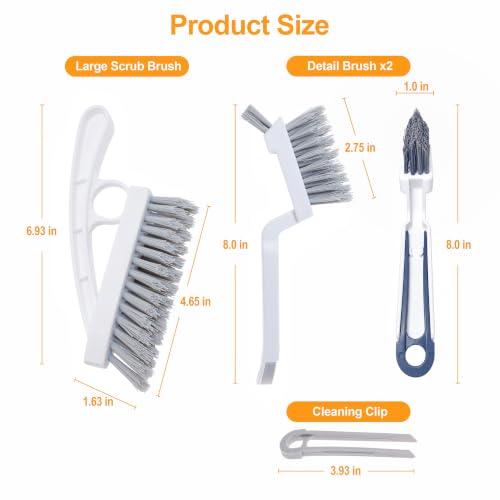 V-Shaped Grout Cleaner Brush Set for Tile, Shower & Kitchen - 3 Pack
