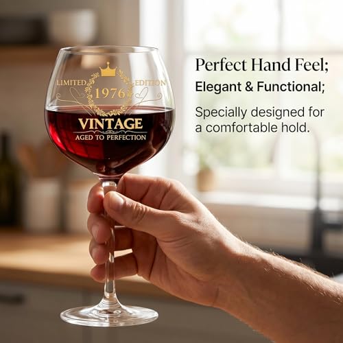 Vintage 1976 Stemless Wine Glass - 50th Birthday Gift for Women (16 oz)