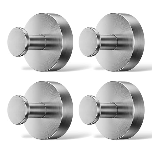 Heavy Duty Suction Cup Hooks for Bathroom - 4 Pack, Brushed Nickel