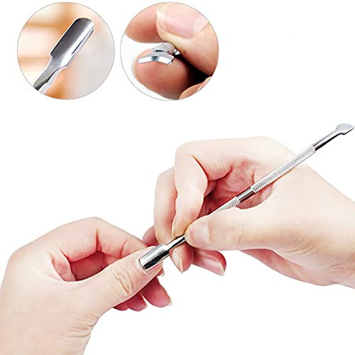 Dual Ended Stainless Steel Cuticle Pusher and Nail Cleaner 4-Pack