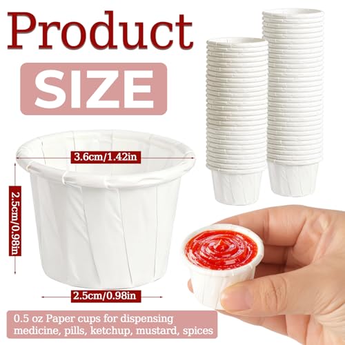 GGOLDMER 300 Pack 0.5 oz Disposable Paper Souffle Cups for Food & Pills