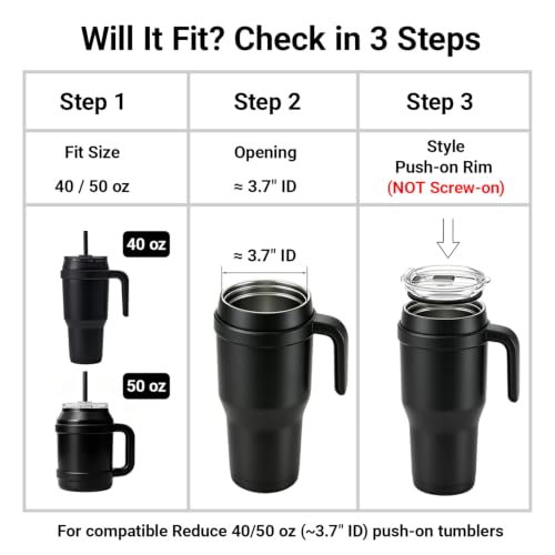 2-Pack Replacement Lid for 40oz & 50oz Reduce Tumblers, Leak-Proof Flip Straw