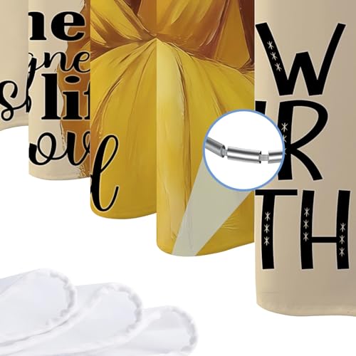 Motivational African American Shower Curtain - Black Woman 72x72 Inch, Brown Yellow