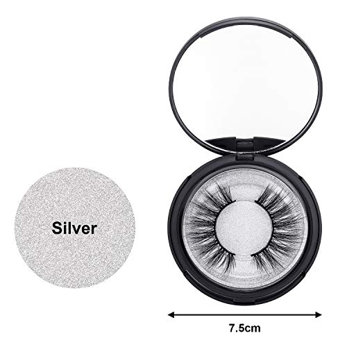 6 Pcs Eyelash Storage Cases with Mirror, Black Round False Eyelash Organizers