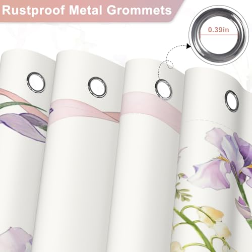 Romantic Floral Shower Curtain 72x72 with Hooks - Watercolor Design