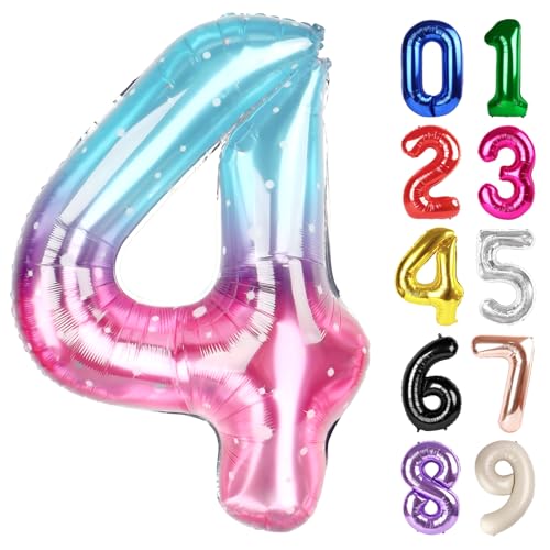 Number 4 Starry Sky Foil Birthday Balloon 40 Inch Party Decoration