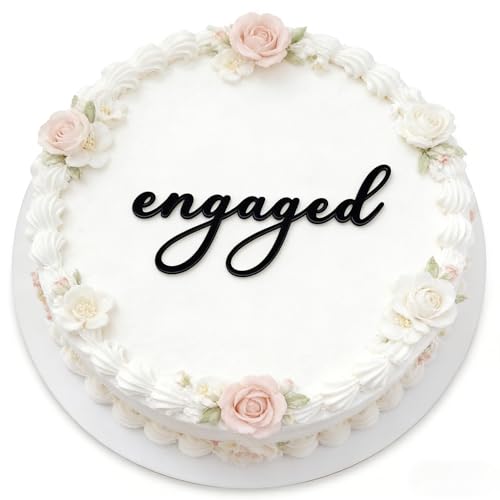 Black Acrylic Engaged Cake Topper for Engagement Party and Wedding