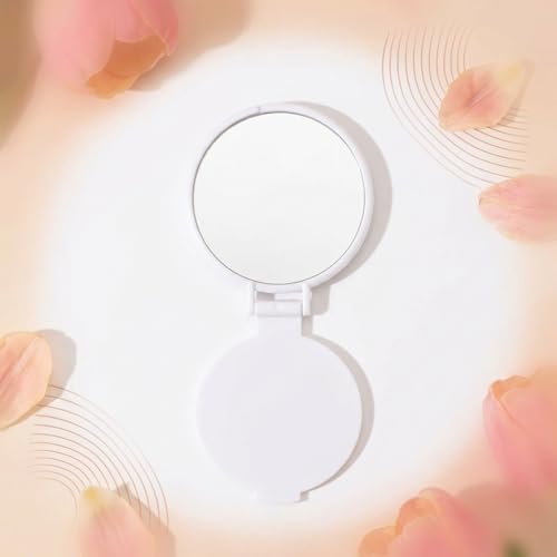 Compact Pocket Mirror 2 Pcs Mini Folding Makeup Mirror for Purse White