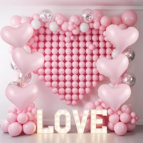 24-Inch Pink Heart Foil Balloons - 6 Pack for Celebrations