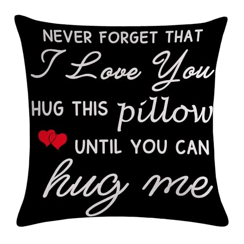 Never Forget I Love You Throw Pillow Cover - 18x18 Linen Cushion Case (N Forget B)