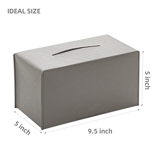 REGELETO Premium PU Leather Tissue Box Cover - Modern Grey Organizer for Home & Office