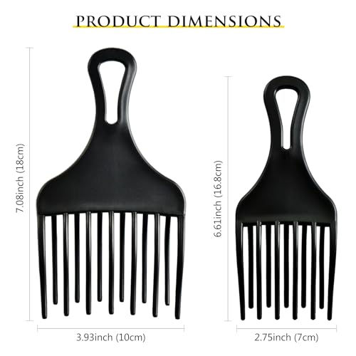 Kootinn Afro Comb Set - 2 Piece Plastic Double Fist Hair Pick