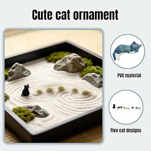 Cute Mini Cat Dashboard Decor - Set of 5 Handcrafted Resin Figurines